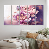 Designart "Pink And Gold Peruvian Lily II" Floral Peruvian Lily Multipanel Canvas Prints