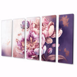 Designart "Pink And Gold Peruvian Lily II" Floral Peruvian Lily Multipanel Canvas Prints