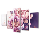 Designart "Pink And Gold Peruvian Lily II" Floral Peruvian Lily Multipanel Canvas Prints