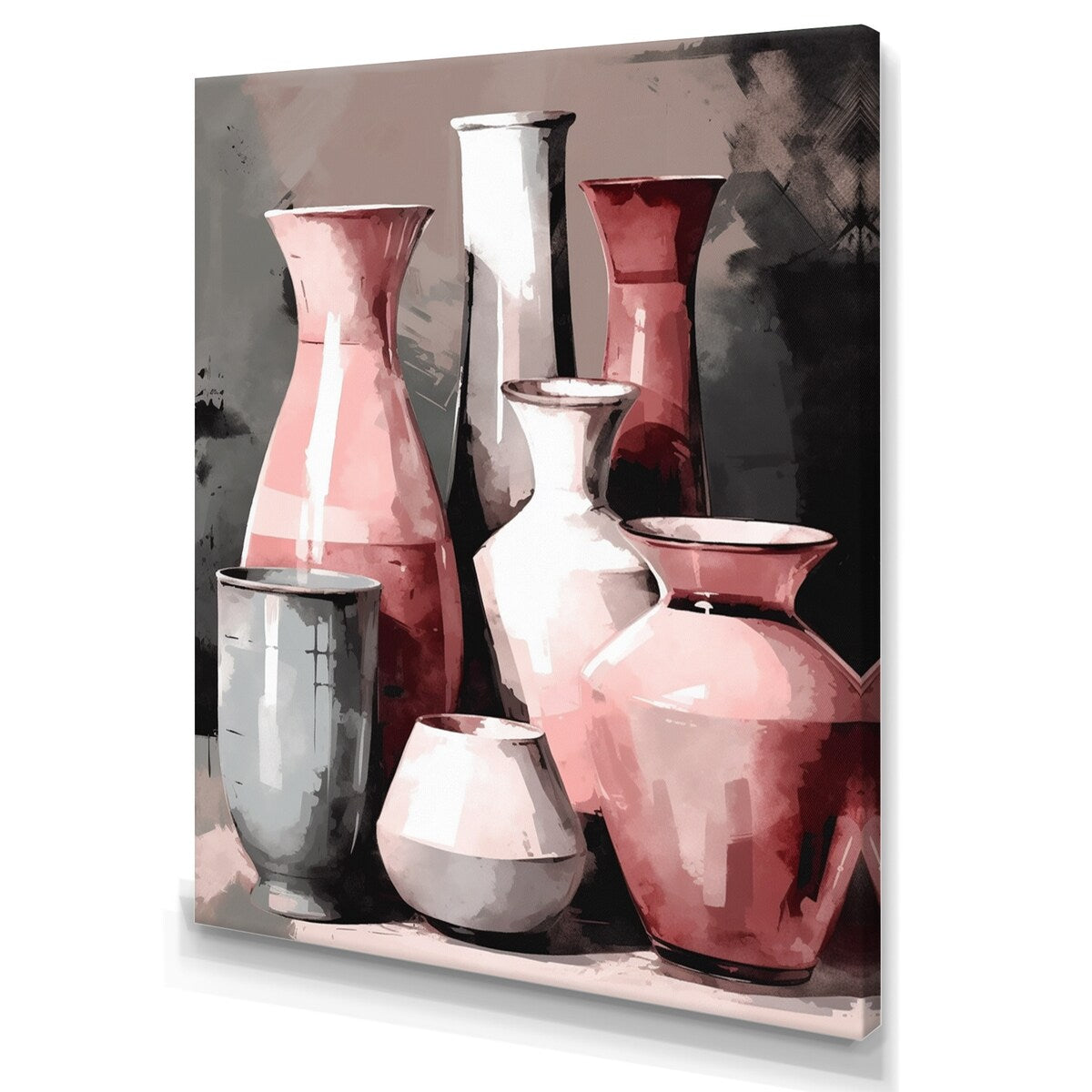 Designart "Pink And White Earthen Elegant Vase" Boho Pottery Wall Decor