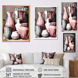 Designart "Pink And White Earthen Elegant Vase" Boho Pottery Wall Decor