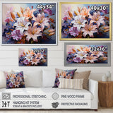 Designart "Pink And White Lilies Country Charm " Flowers Wall Art
