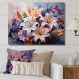 Designart "Pink And White Lilies Country Charm " Flowers Wall Art