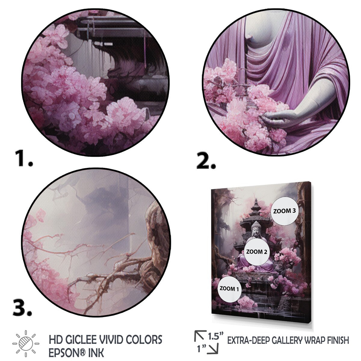 Designart "Pink Buddhism Buddhist Chanting" Buddhism Canvas Art Print