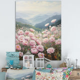 Designart "Pink Chrysanthemums On Hill" Flowers Wall Art