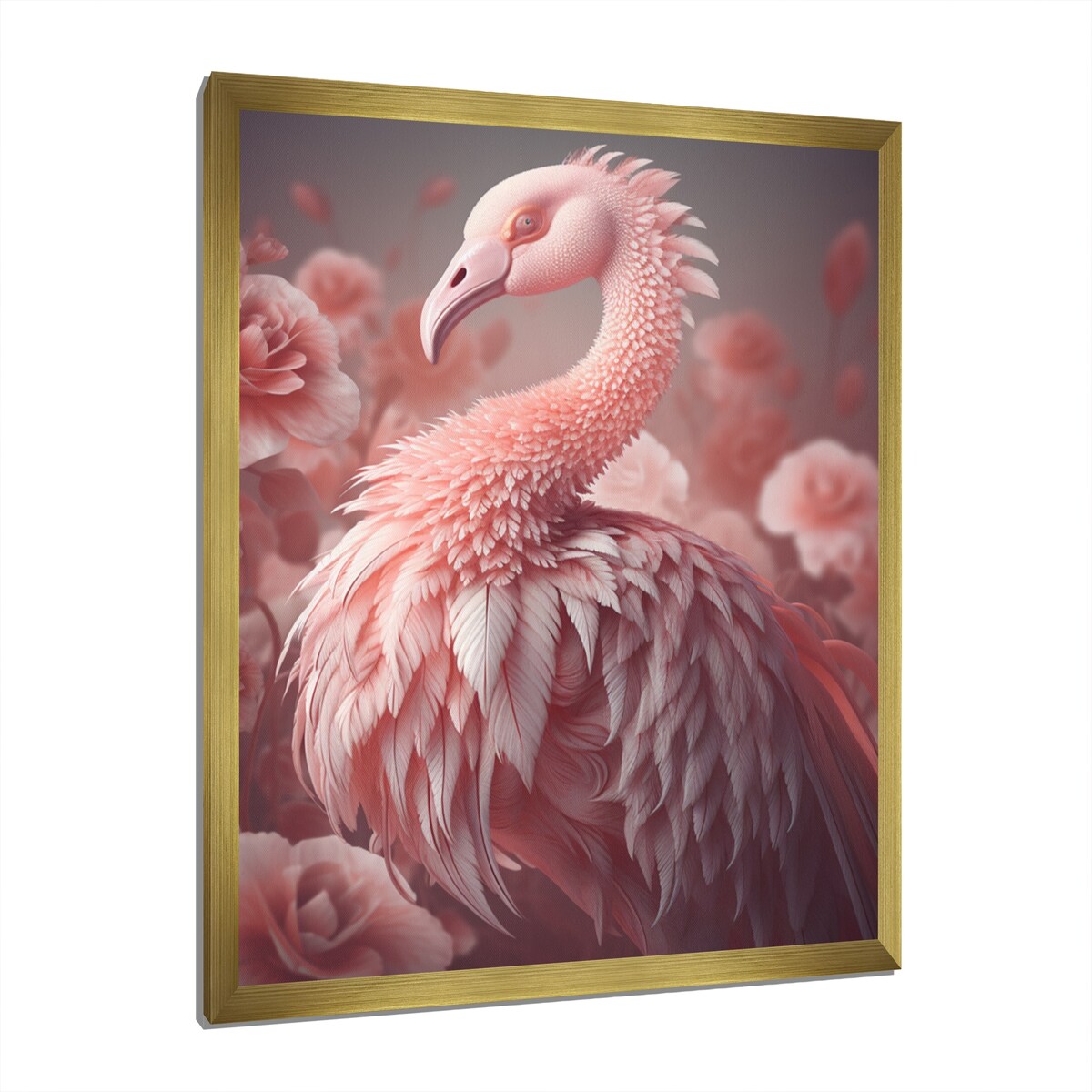 Designart "Pink Flamino Photography Iv" Animals Flamingo Framed Wall Decor