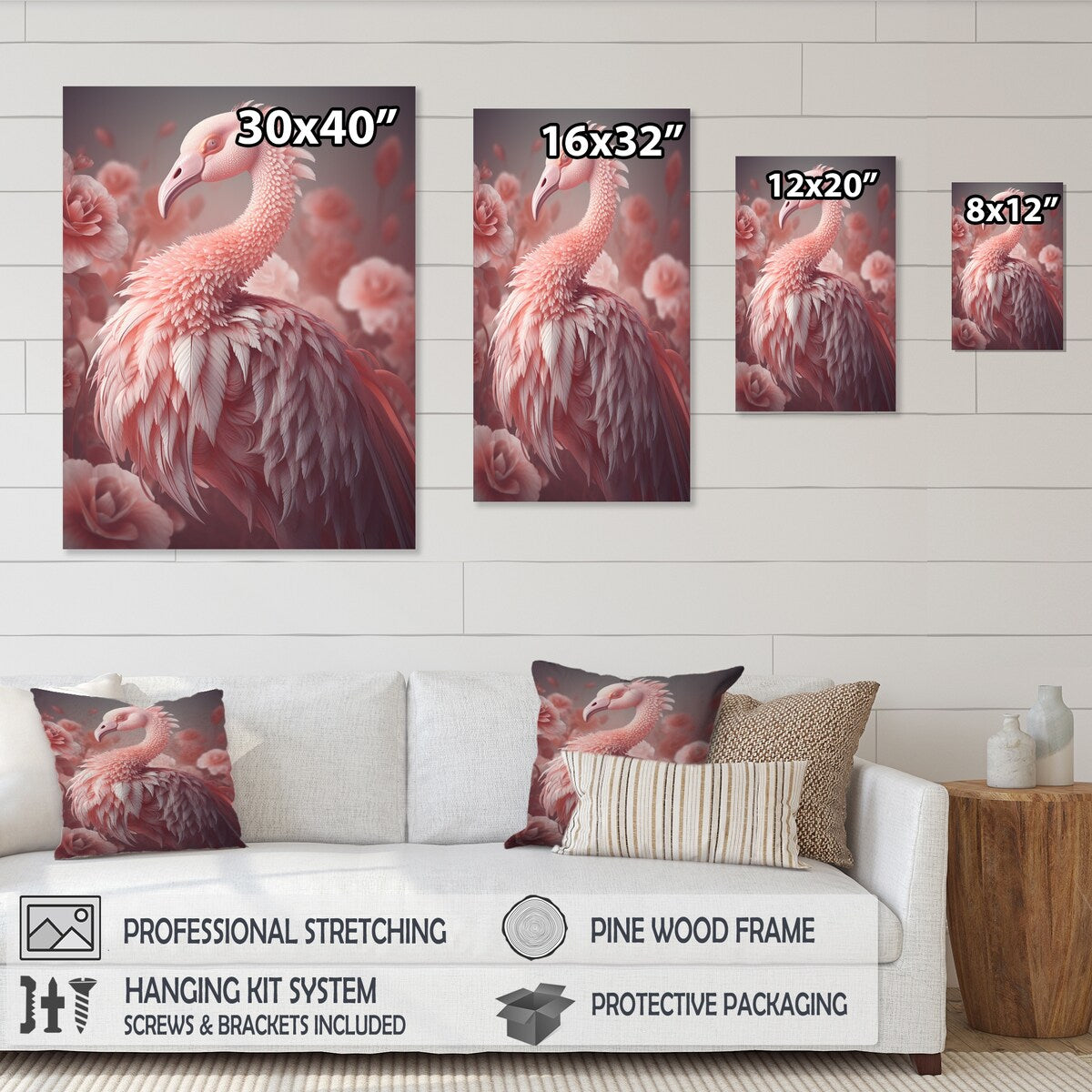 Designart "Pink Flamino Photography Iv" Animals Flamingo Framed Wall Decor