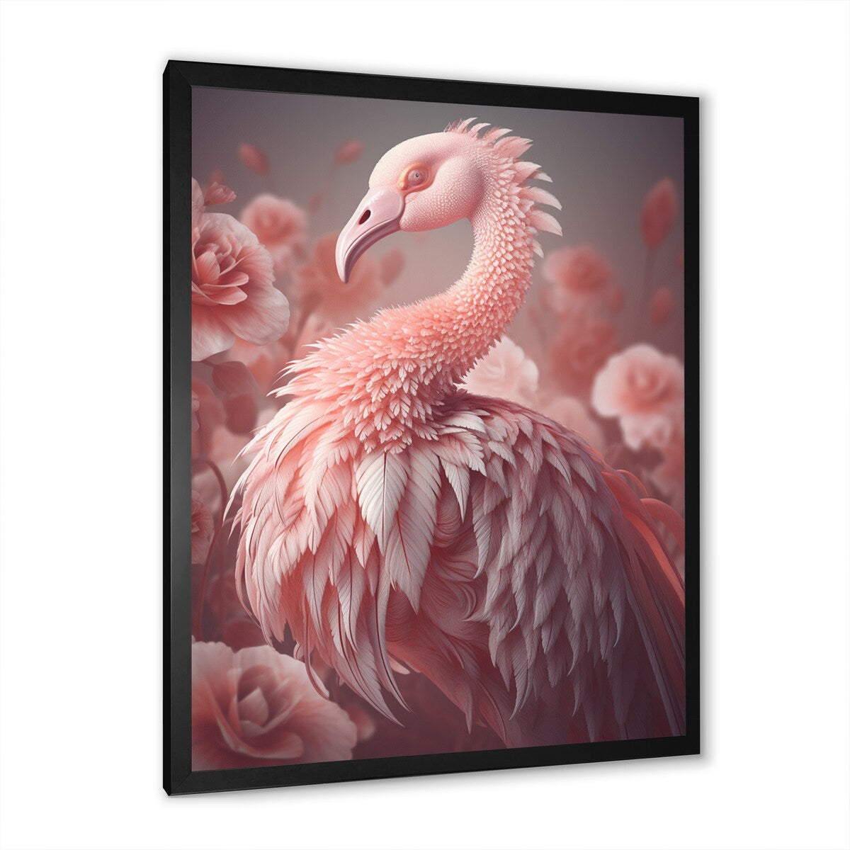 Designart "Pink Flamino Photography Iv" Animals Flamingo Framed Wall Decor