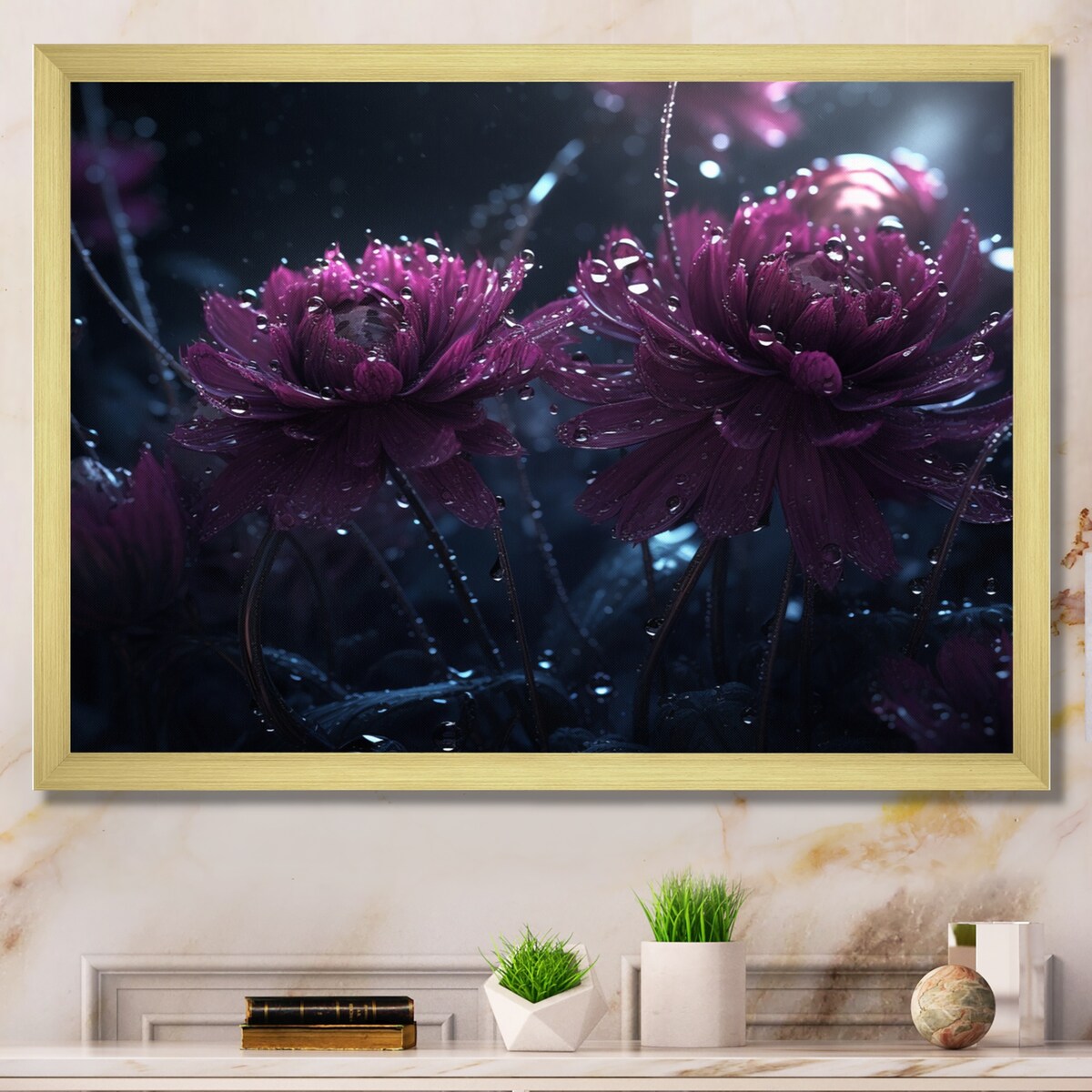 Designart "Pink Lotus Divine Resilience V" Floral Lotus Framed Wall Art For Living Room