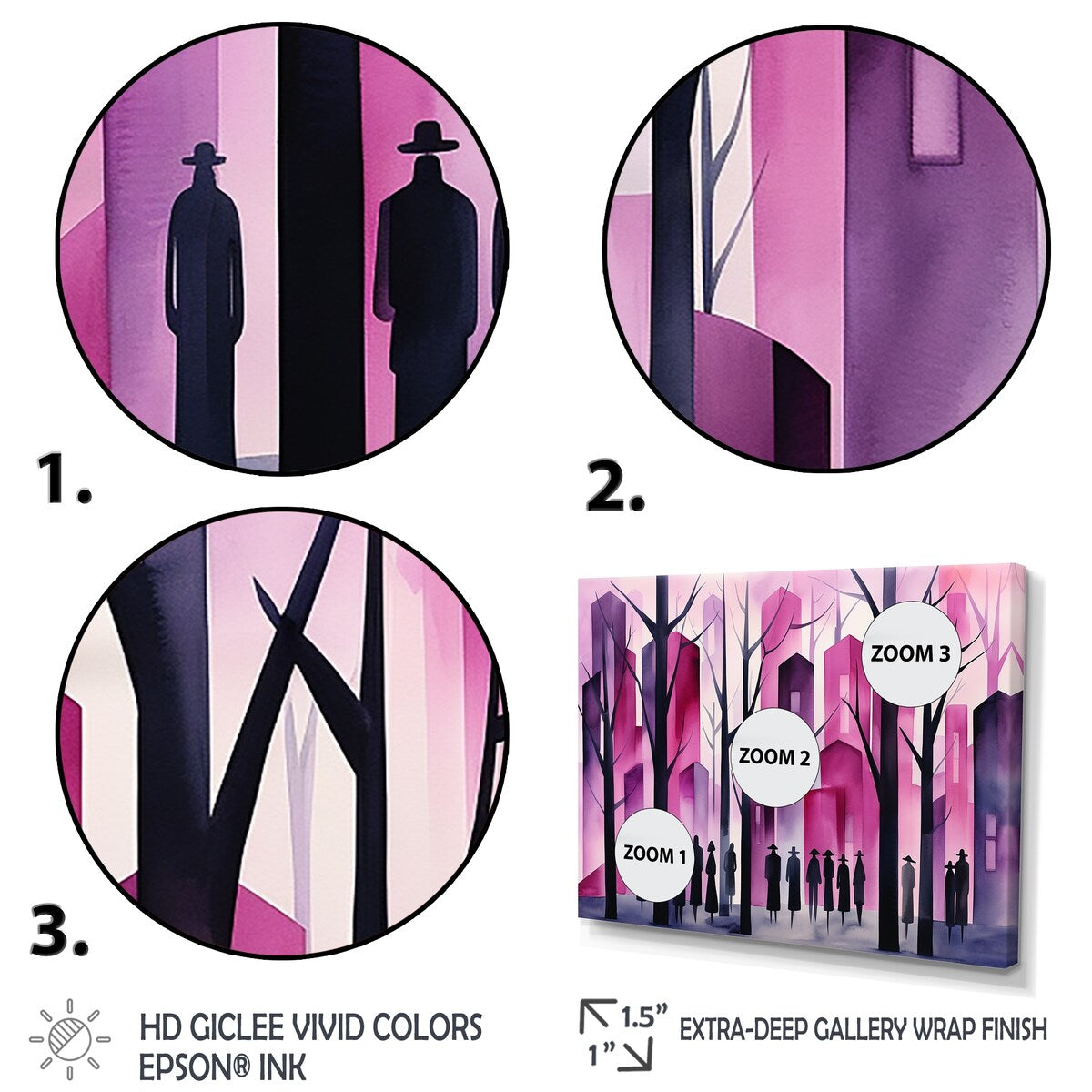 Designart "Pink Melodic Spirit City" African American Art Extra Large Canvas Set Of 4 - Oversized Global Wall Art Decor