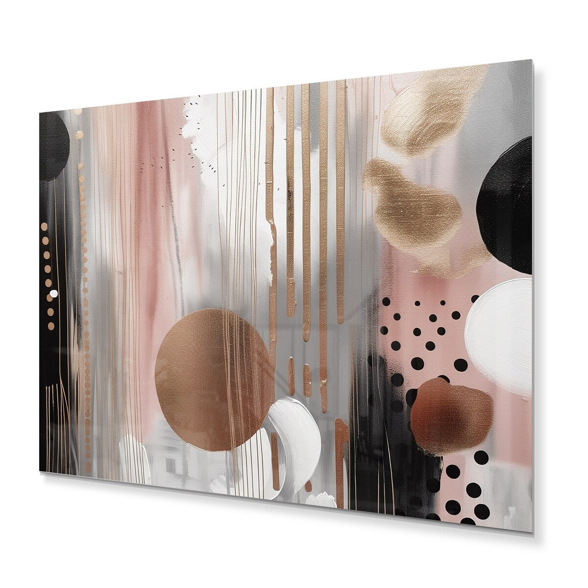 Designart "Pink Rosegold Captivating Circle I" Modern Shapes Transitional Metal Wall Art
