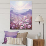 Designart "Pink Roses Field In Mountain II" Roses Wall Art