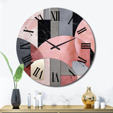 Designart "Pink Transcendent Angles II" Abstract Shapes Oversized Wall Clock