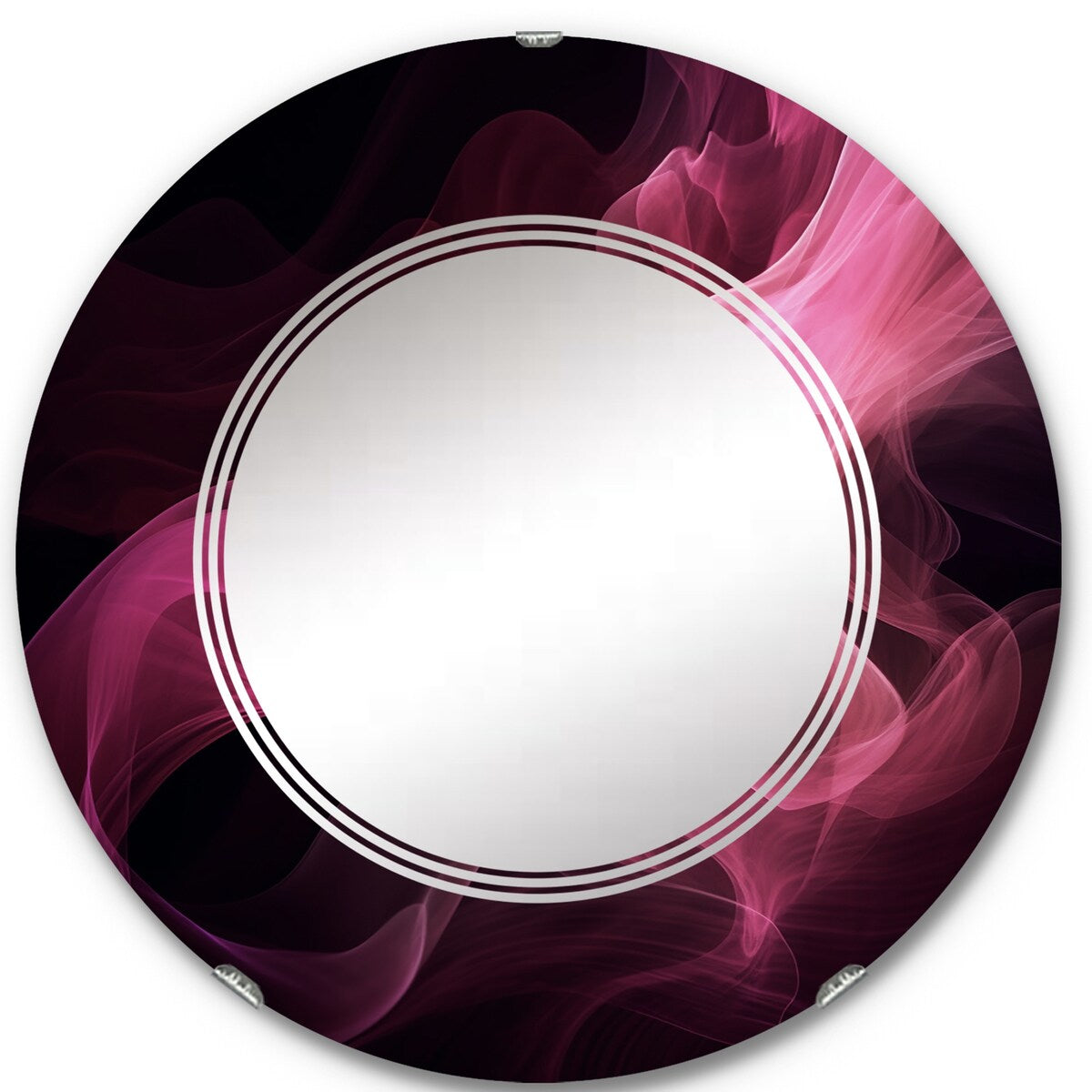 Designart "Pink and Black Chromatic Breakers I" Fractals Modern Wall Mirror