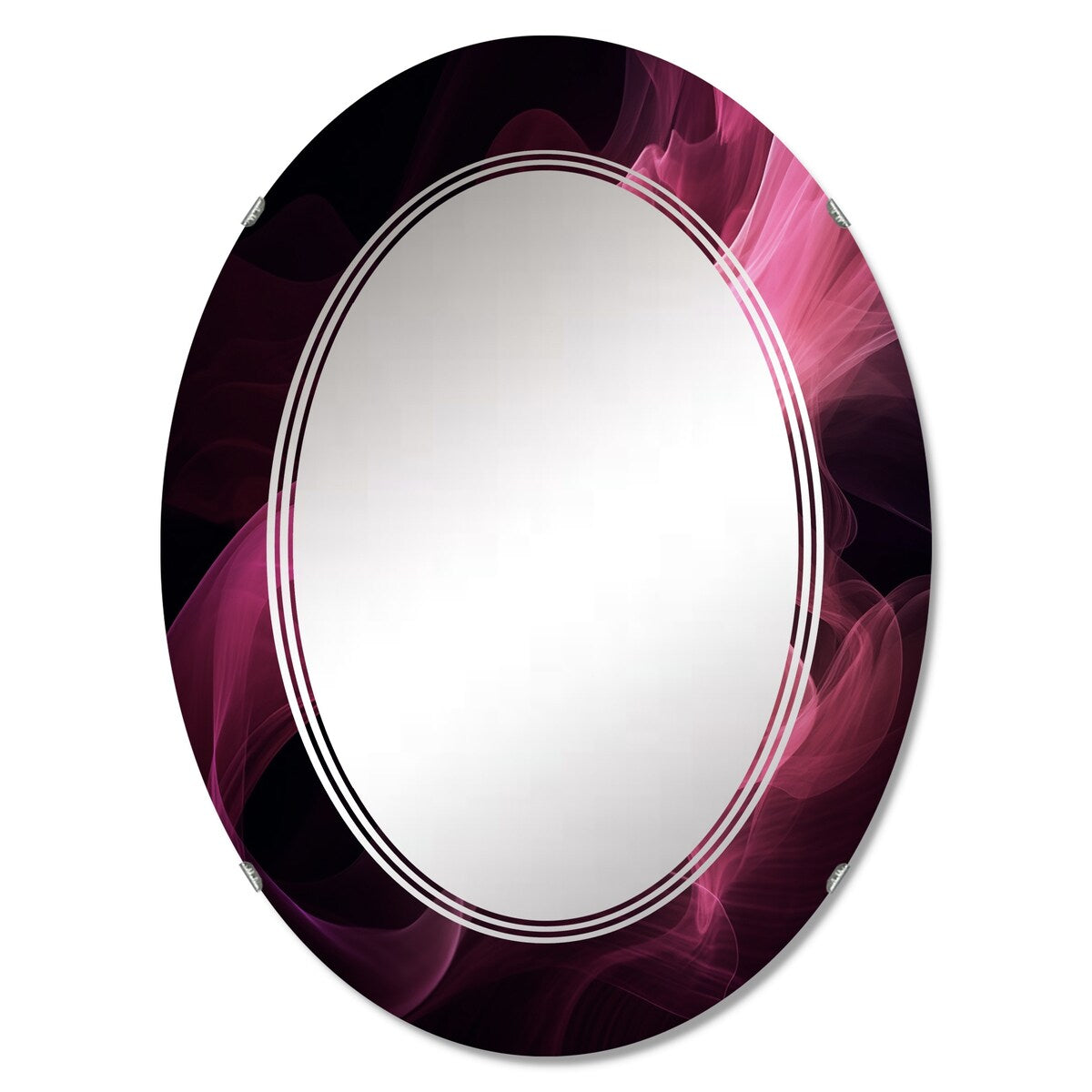 Designart "Pink and Black Chromatic Breakers I" Fractals Modern Wall Mirror