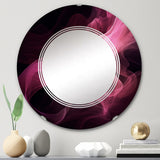 Designart "Pink and Black Chromatic Breakers I" Fractals Modern Wall Mirror