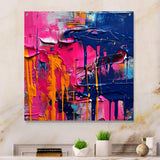 Designart "Pink and Blue Explosions Of Color" Abstract Gloss Wall Decor Pink - Modern Acrylic Wall Art For Dinning Room