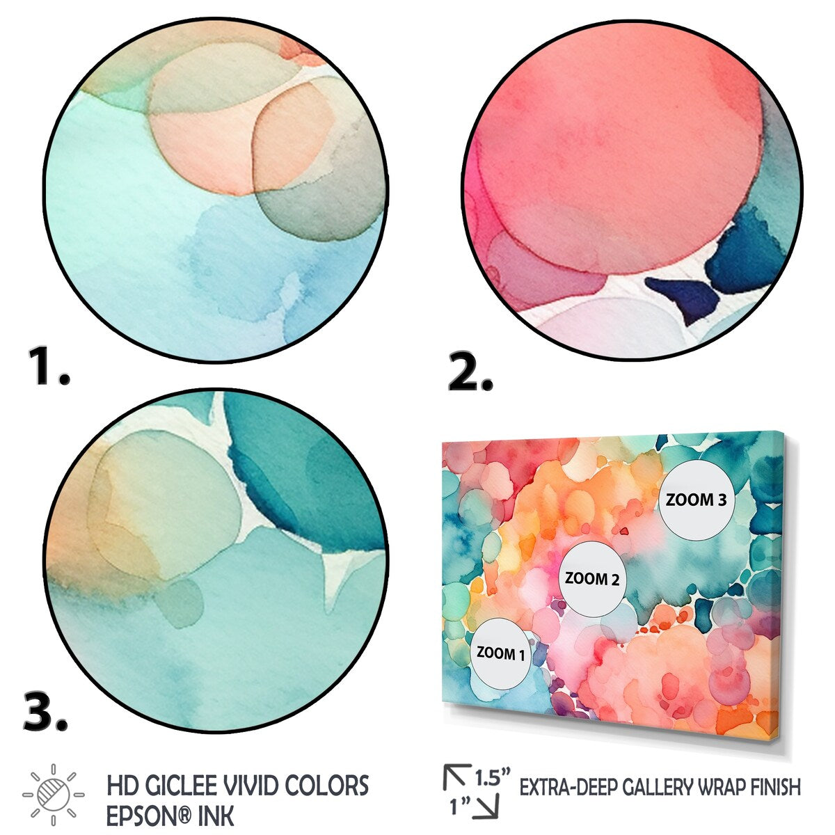 Designart "Pink and Teal Enchanted Spills" Abstract Multipanel Wall Decor set