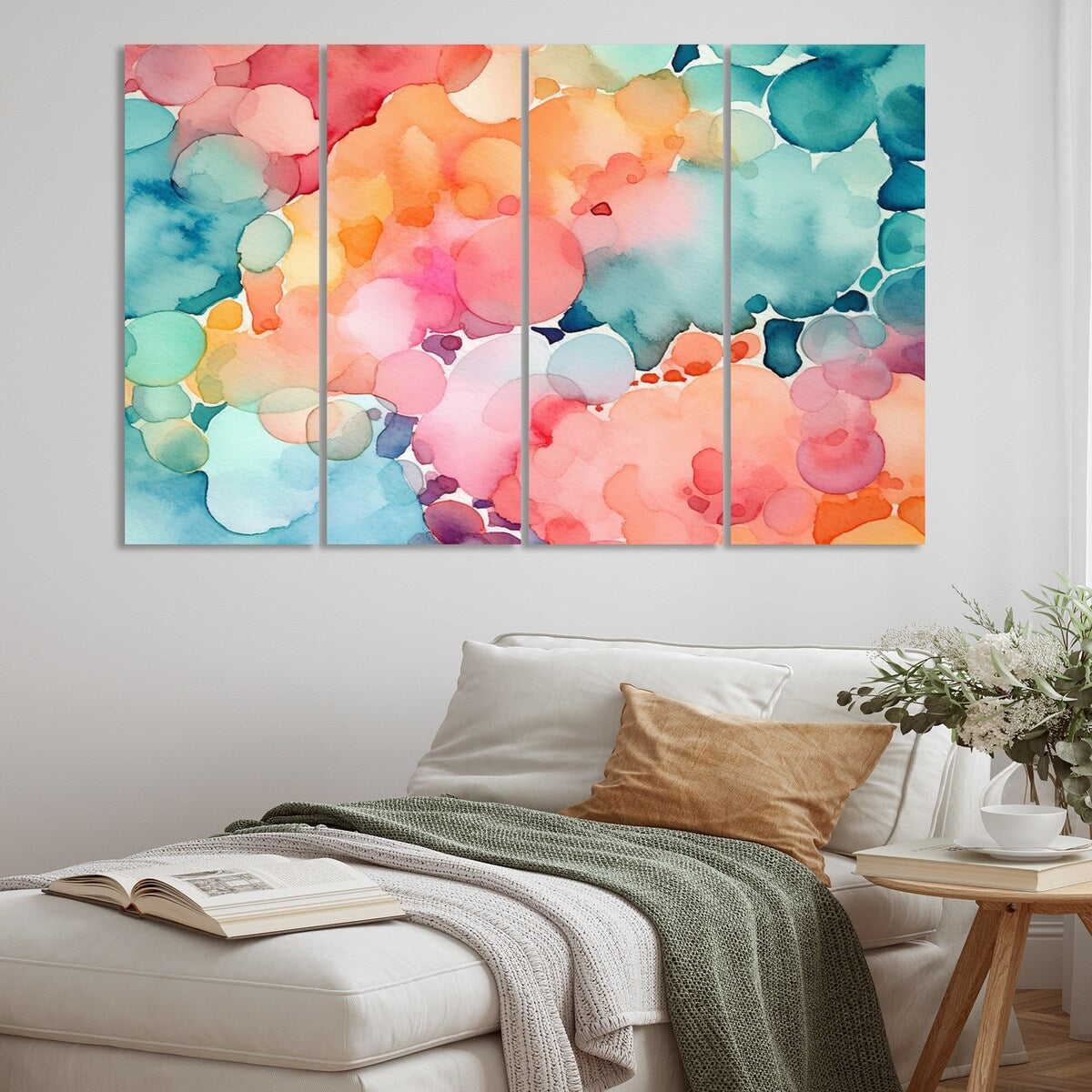 Designart "Pink and Teal Enchanted Spills" Abstract Multipanel Wall Decor set