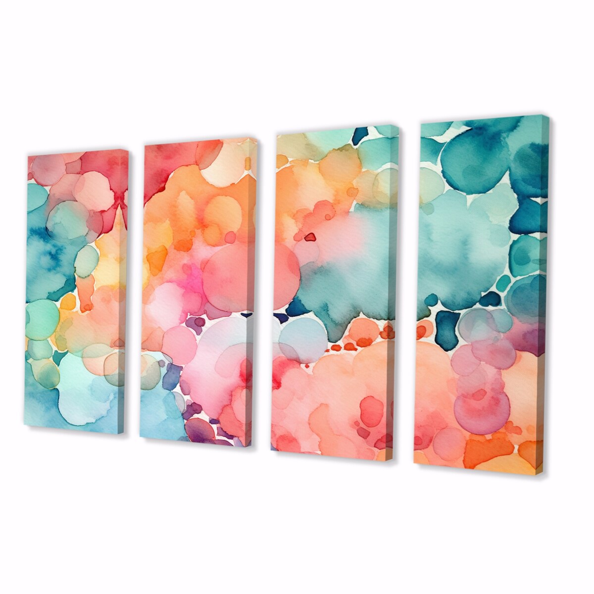 Designart "Pink and Teal Enchanted Spills" Abstract Multipanel Wall Decor set