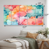 Designart "Pink and Teal Enchanted Spills" Abstract Multipanel Wall Decor set