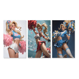 Designart "Playful Dancing Cheerleader III" Woman Flapper Wall Art Set Of 3 - Glam Gallery Set For Office Decor