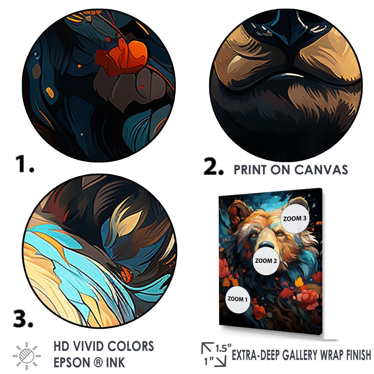 Designart "Pop Art Grizzly Bear Popularity " Bear 2 Wall Art