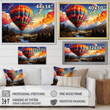 Designart "Pop Art Hot Air Balloons Aerial Views" Hot Air Balloon Framed Canvas Prints