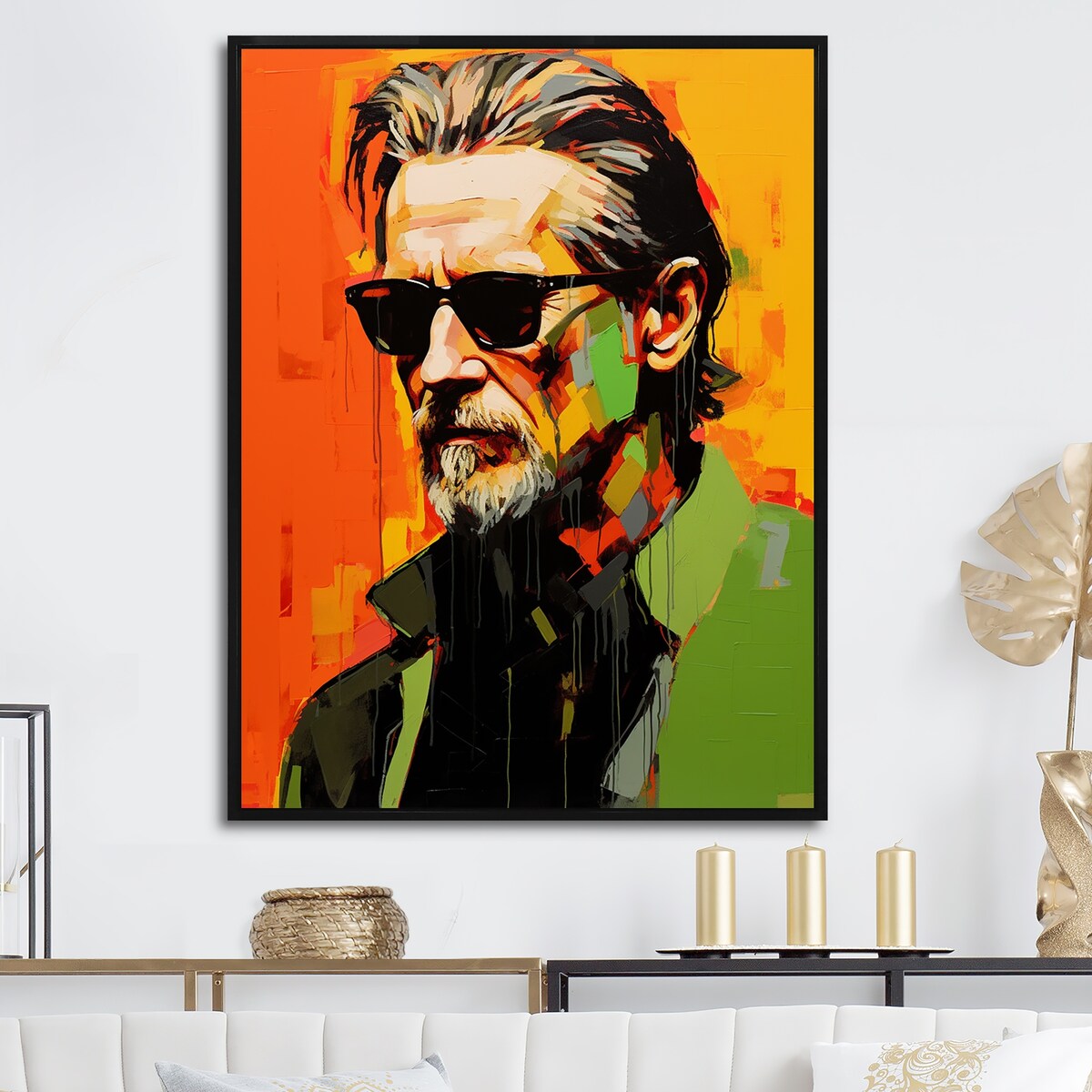 Designart "Pop Art Olive Oldman Portrait III" Woman Pop Art Framed Canvas Art Print