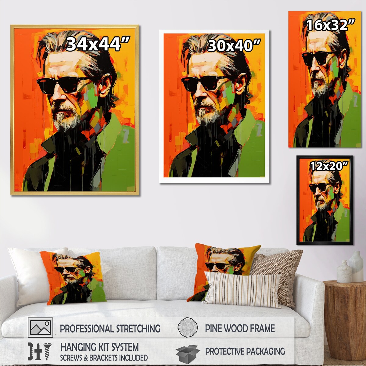 Designart "Pop Art Olive Oldman Portrait III" Woman Pop Art Framed Canvas Art Print
