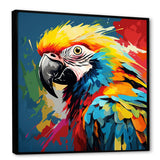Designart "Pop Art Parrot Macaw Portrait" Parrot Blue Wall Decor - Modern Entryway Framed Wall Art Print