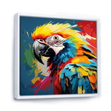 Designart "Pop Art Parrot Macaw Portrait" Parrot Blue Wall Decor - Modern Entryway Framed Wall Art Print