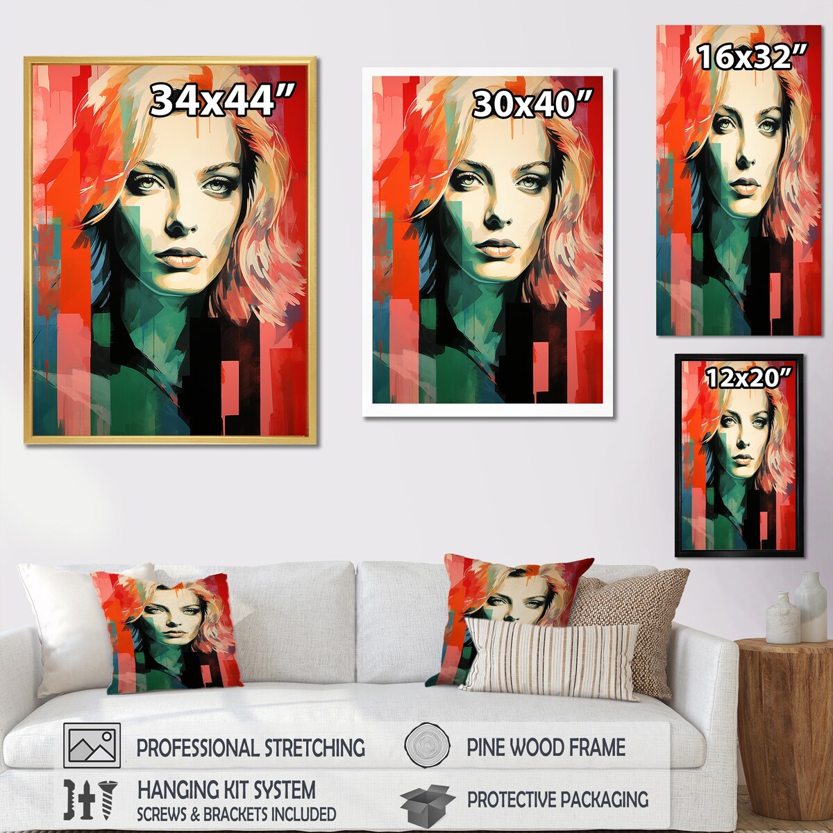 Designart "Pop Art Pink Pfeiffer Portrait" Woman Pop Art Wall Art