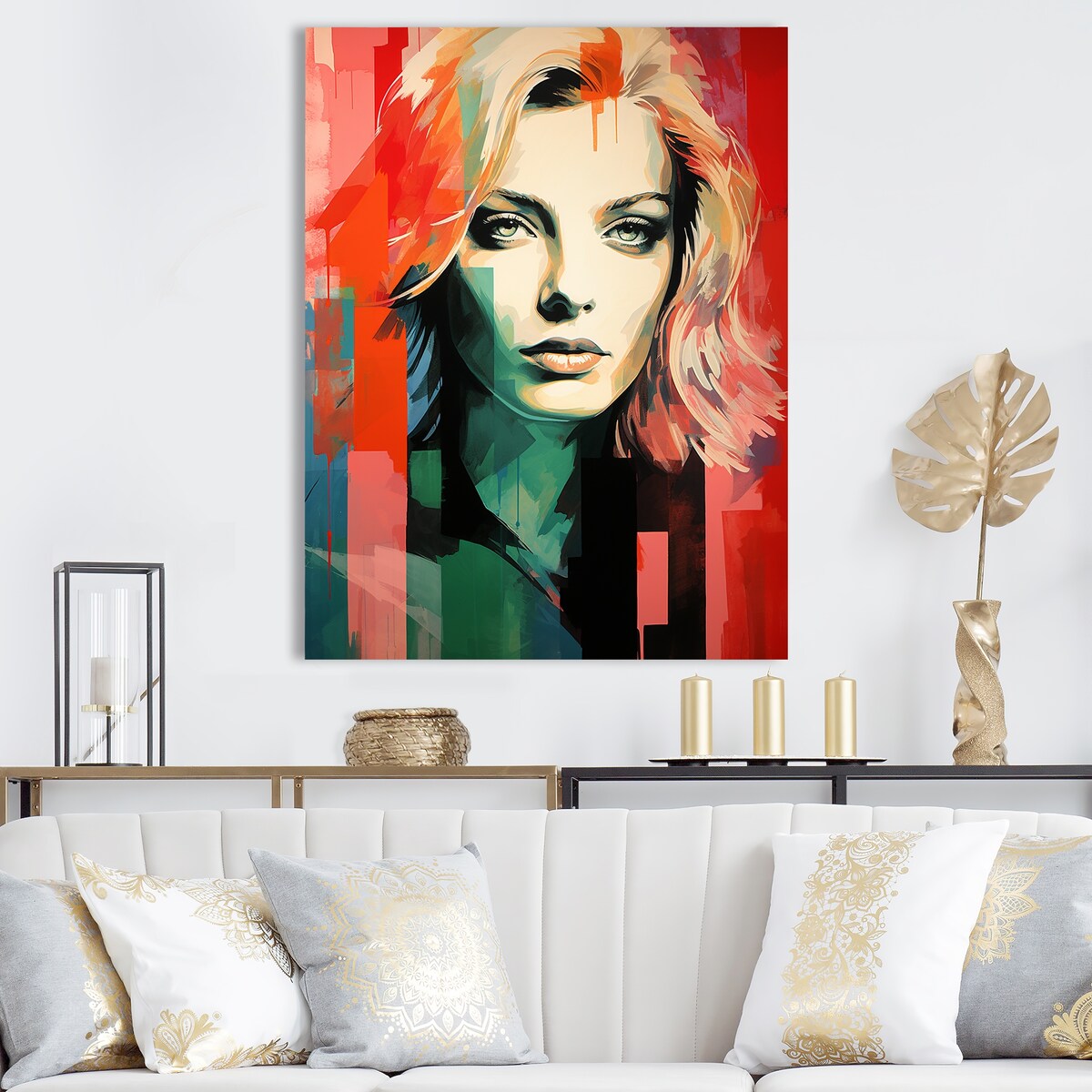 Designart "Pop Art Pink Pfeiffer Portrait" Woman Pop Art Wall Art
