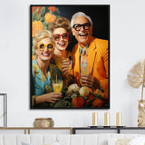 Designart "Popart 70S Lemonade Laughter I" Woman Pop Art Framed Wall Art Living Room