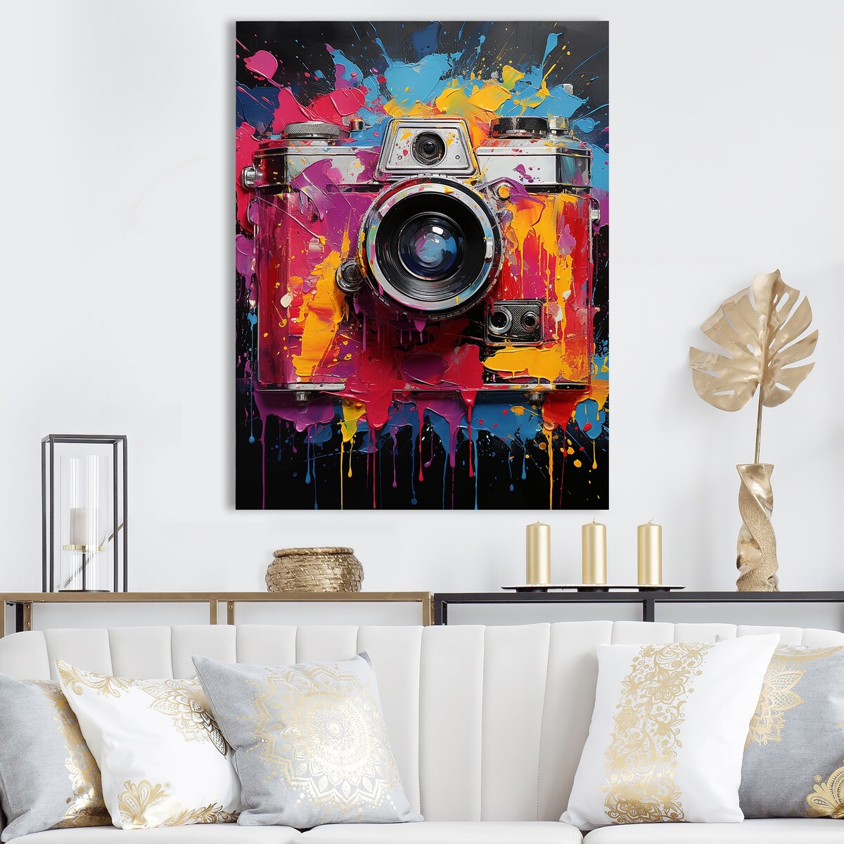 Designart "Popart Colorful Cameras I" Pop Art Wall Art Print
