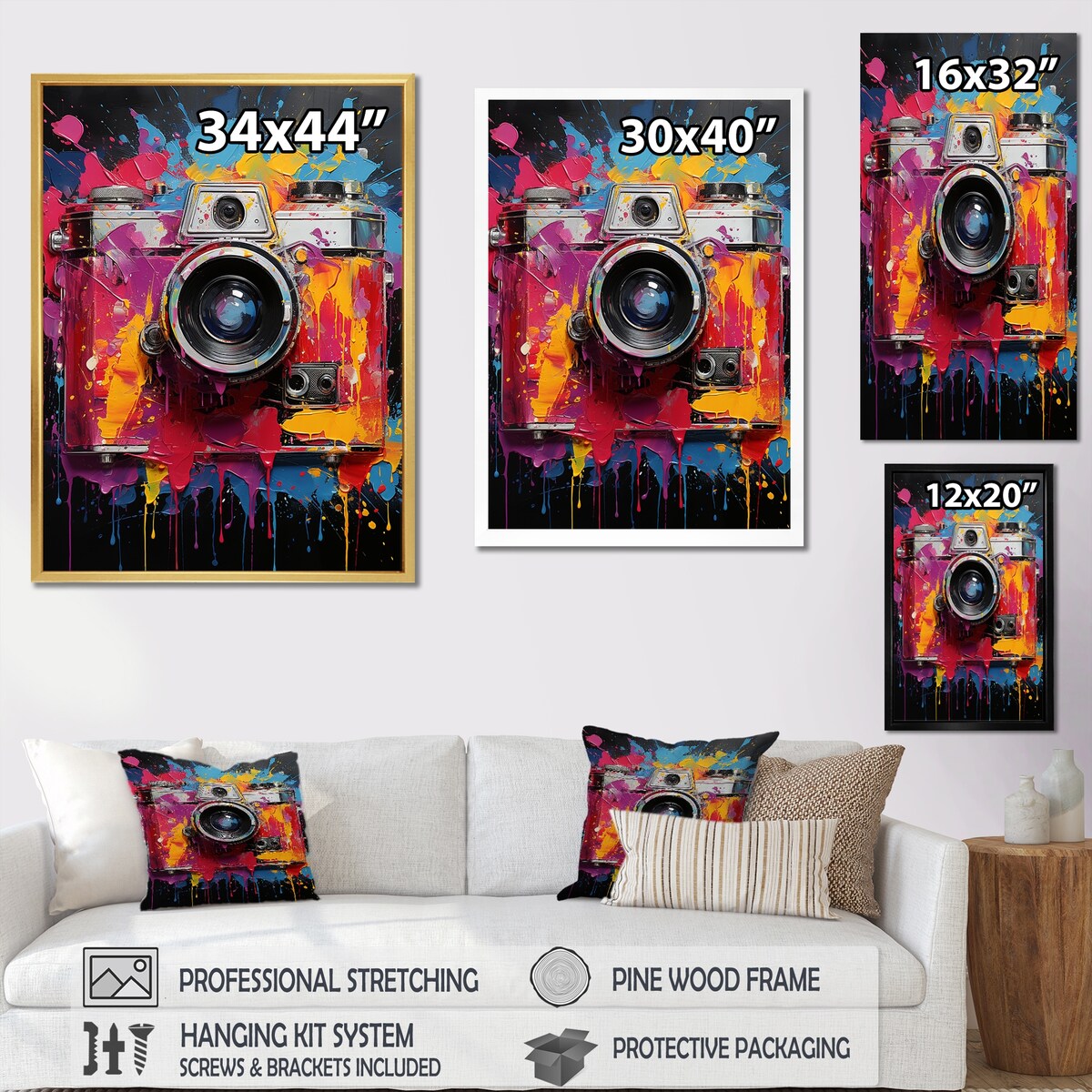 Designart "Popart Colorful Cameras I" Pop Art Wall Art Print