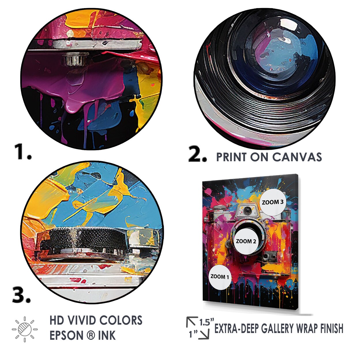 Designart "Popart Colorful Cameras I" Pop Art Wall Art Print