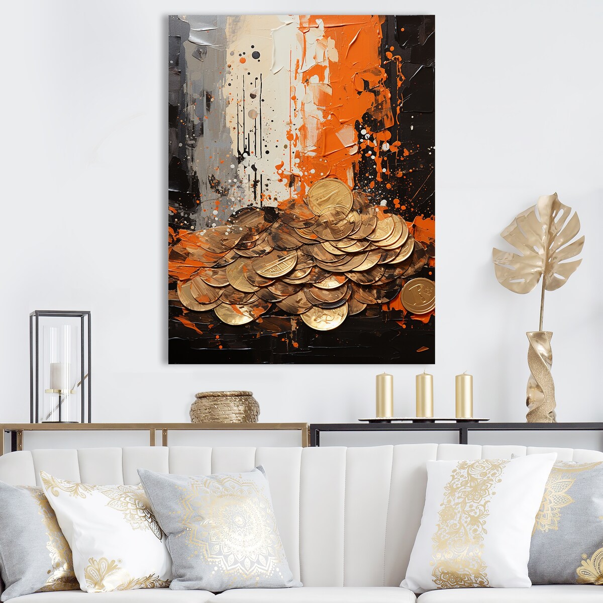 Designart "Popart Dynamic Dollars I" Pop Art Wall Art Print