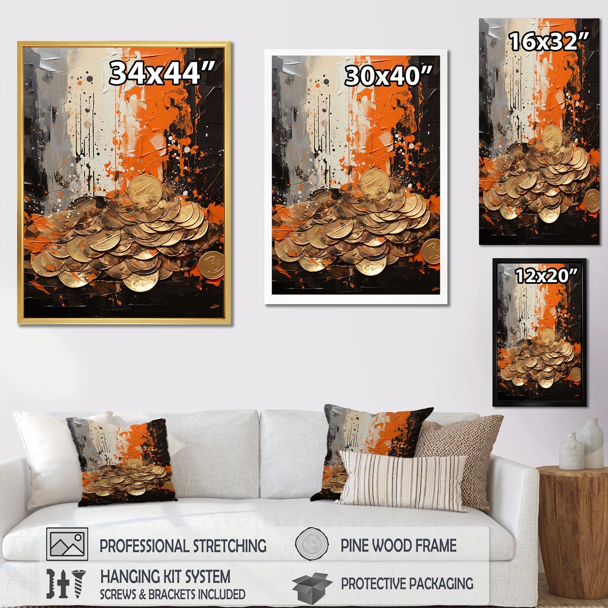 Designart "Popart Dynamic Dollars I" Pop Art Wall Art Print