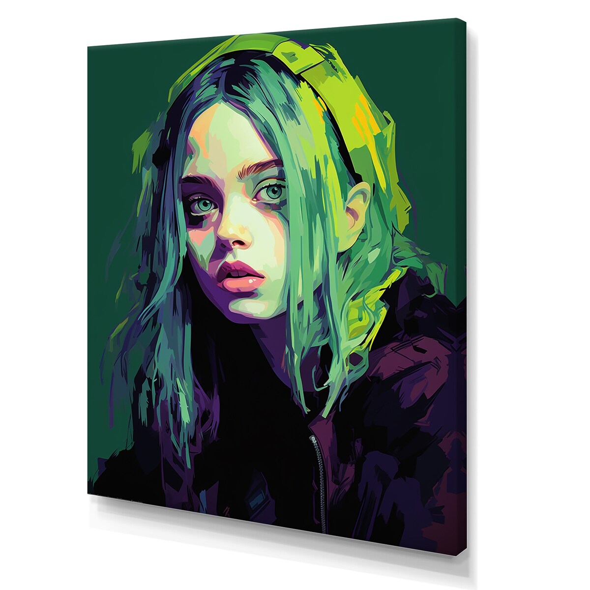 Designart "Popart Emerald Eilish Portrait I" Pop Art Wall Art Print
