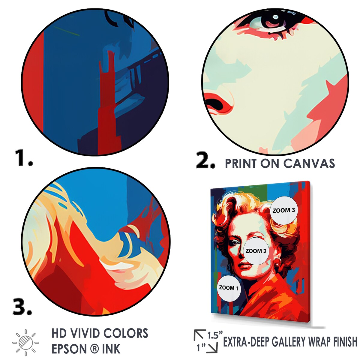 Designart "Popart Streep In Scarlet" Pop Art Wall Art Print