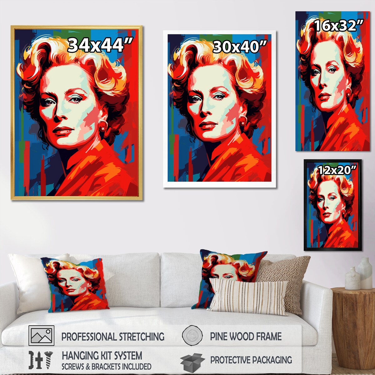 Designart "Popart Streep In Scarlet" Pop Art Wall Art Print