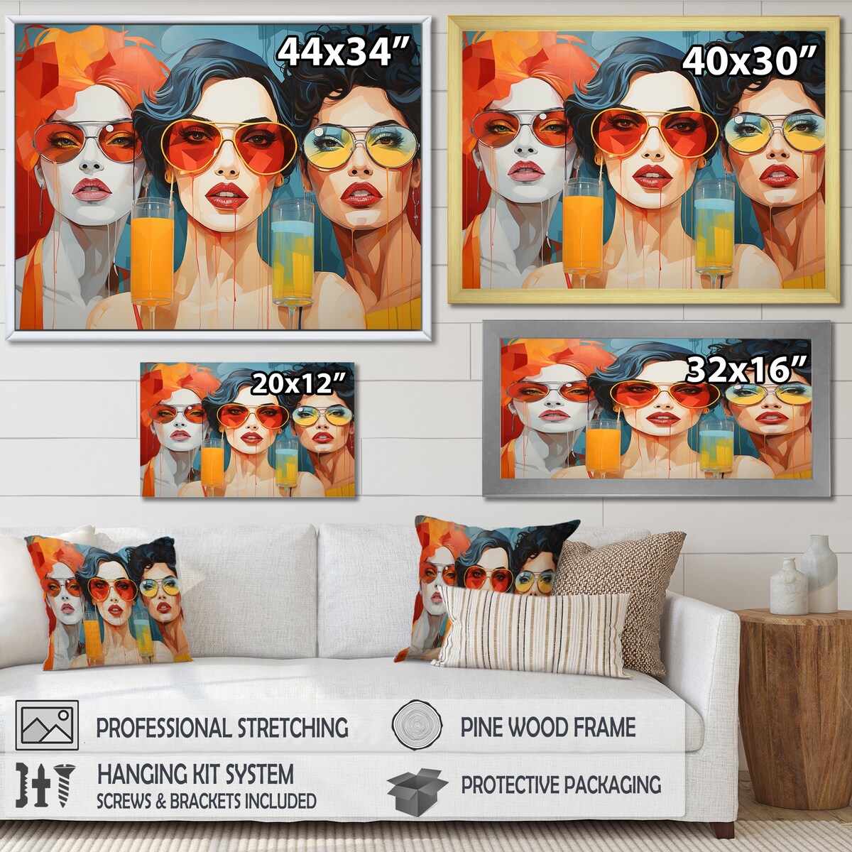 Designart "Popart Woman Mimosa Time" Cocktails Wall Art