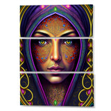 Designart "Portrait Of A Persian Beauty I" Fashion Woman Canvas Art Print - 3 Panels