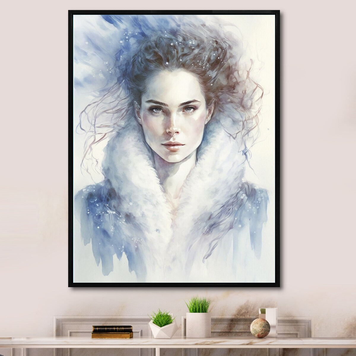 Designart "Portrait Of A Winter Queen" Woman Sensual Framed Wall Decor
