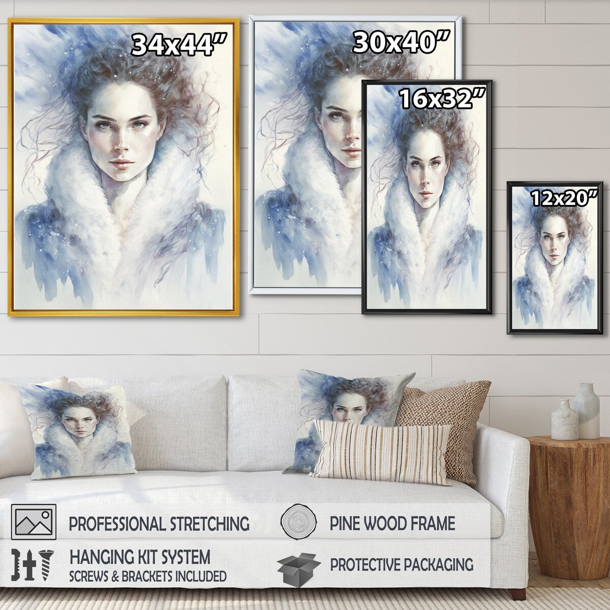 Designart "Portrait Of A Winter Queen" Woman Sensual Framed Wall Decor