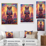Designart "Portrait Of Purple Shamanic Owl Mexican Dessert I" Animals Owl Framed Wall Art Living Room