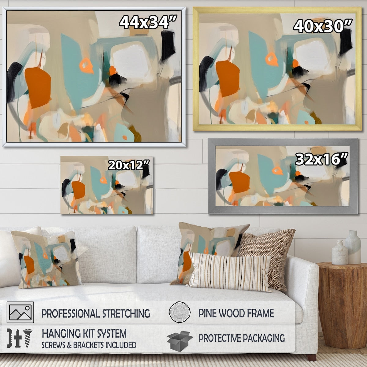 Designart "Projection of Innocence Vintage Expressionism" Abstract Painting Framed Wall Art Living Room