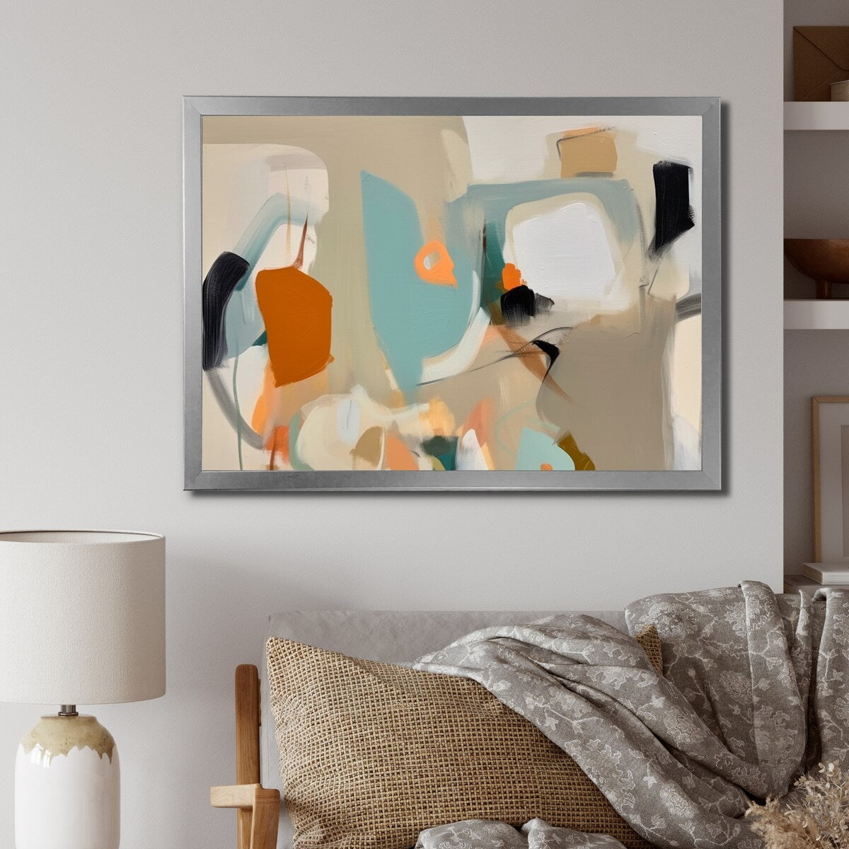 Designart "Projection of Innocence Vintage Expressionism" Abstract Painting Framed Wall Art Living Room